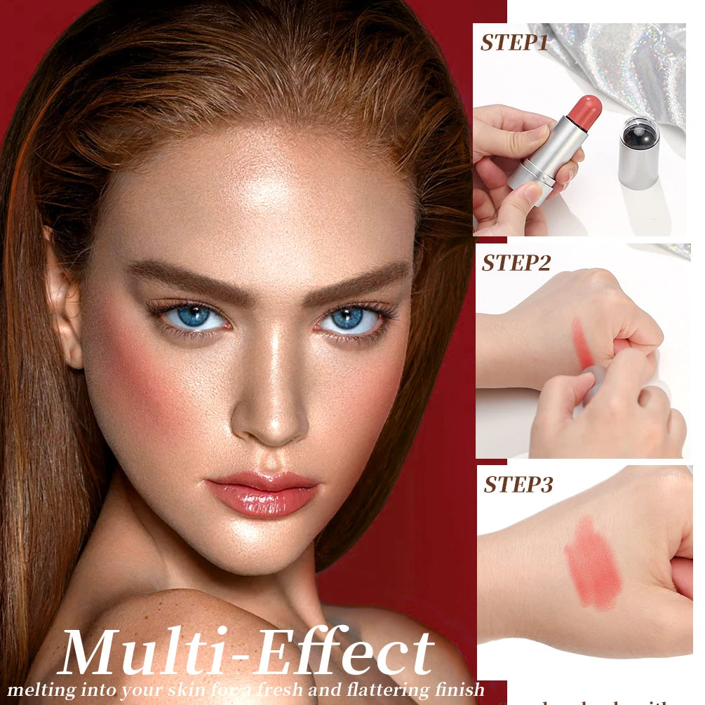 QIBEST Stick Multifuncional para Rostro – Iluminador, Bronceador y Rubor Cremoso Natural