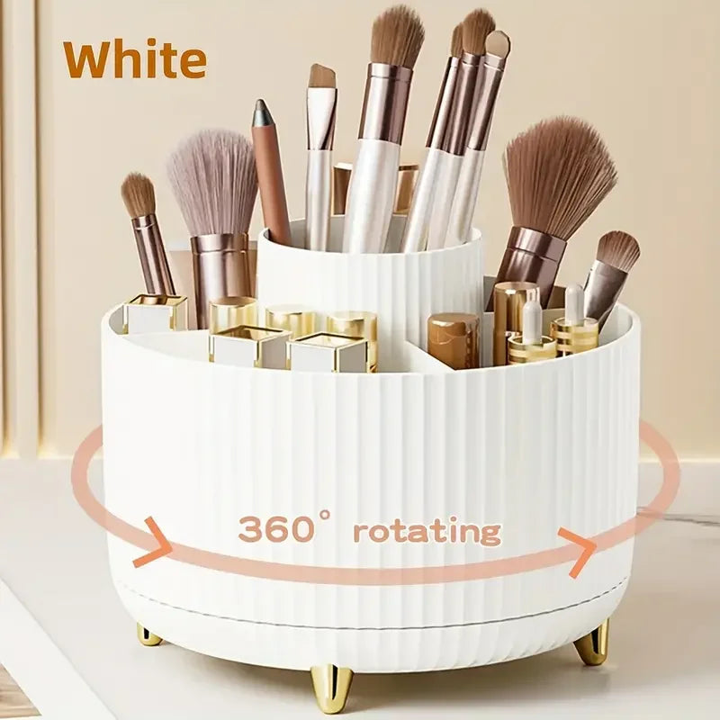 Organizador Giratorio 360° para Brochas – Porta Maquillaje con 5 Compartimentos | Elegante, Compacto y Multifuncional