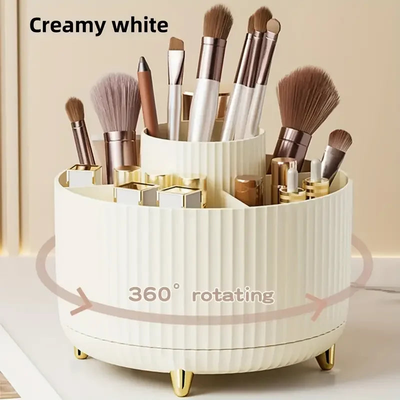 Organizador Giratorio 360° para Brochas – Porta Maquillaje con 5 Compartimentos | Elegante, Compacto y Multifuncional