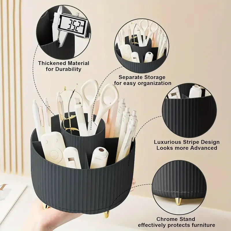 Organizador Giratorio 360° para Brochas – Porta Maquillaje con 5 Compartimentos | Elegante, Compacto y Multifuncional