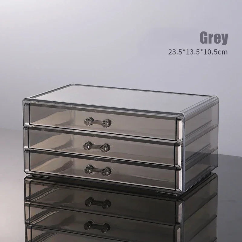 Organizador Acrílico Premium de Maquillaje – Caja Transparente de 4 Cajones, Tamaño Grande para Cosméticos y Uñas
