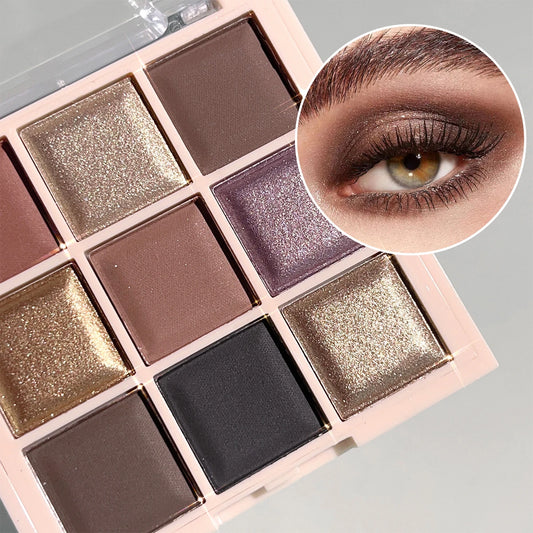 Paleta de Sombras Milk Tea – 9 Tonos Mate & Brillantes para Uso Diario