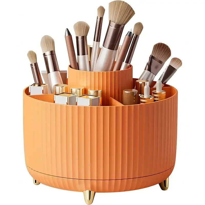 Organizador Giratorio 360° para Brochas – Porta Maquillaje con 5 Compartimentos | Elegante, Compacto y Multifuncional