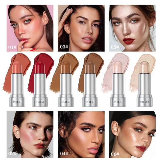 QIBEST Stick Multifuncional para Rostro – Iluminador, Bronceador y Rubor Cremoso Natural