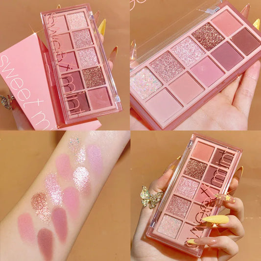 Paleta de Sombras Sweet Mint – 10 Tonos Nude & Brillantes