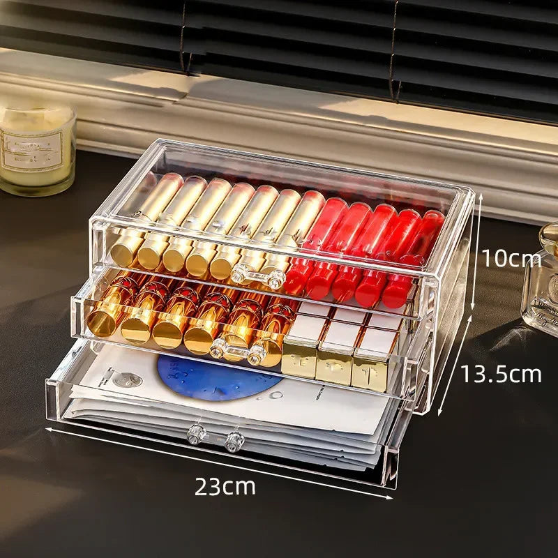 Organizador Acrílico Premium de Maquillaje – Caja Transparente de 4 Cajones, Tamaño Grande para Cosméticos y Uñas