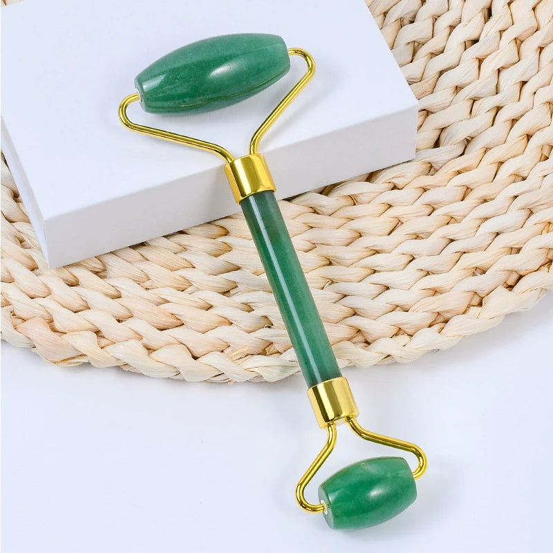 Rodillo Masajeador Facial de Jade Natural Dongling con Guasha – Terapia Fría Antienvejecimiento