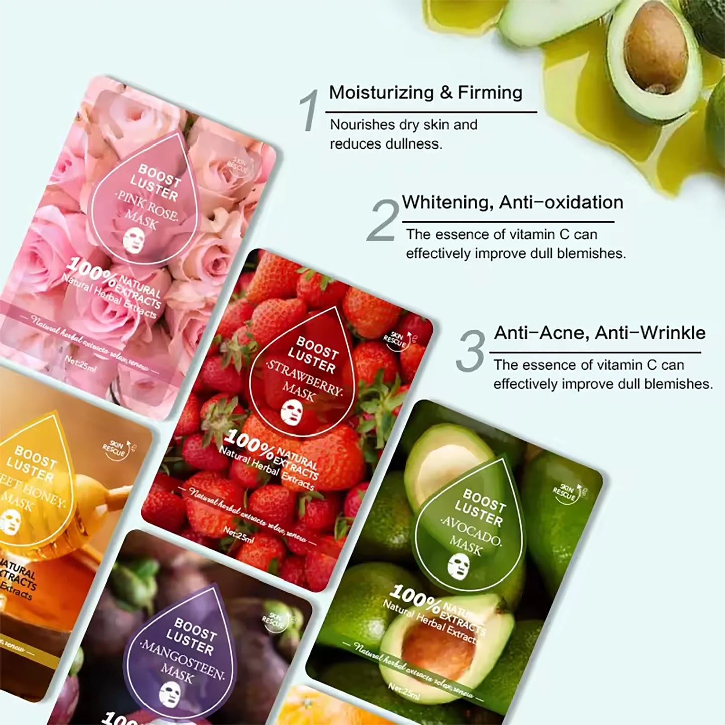 Mascarilla Facial Hidratante y Blanqueadora AILKE con Vitamina C y Ácido Hialurónico