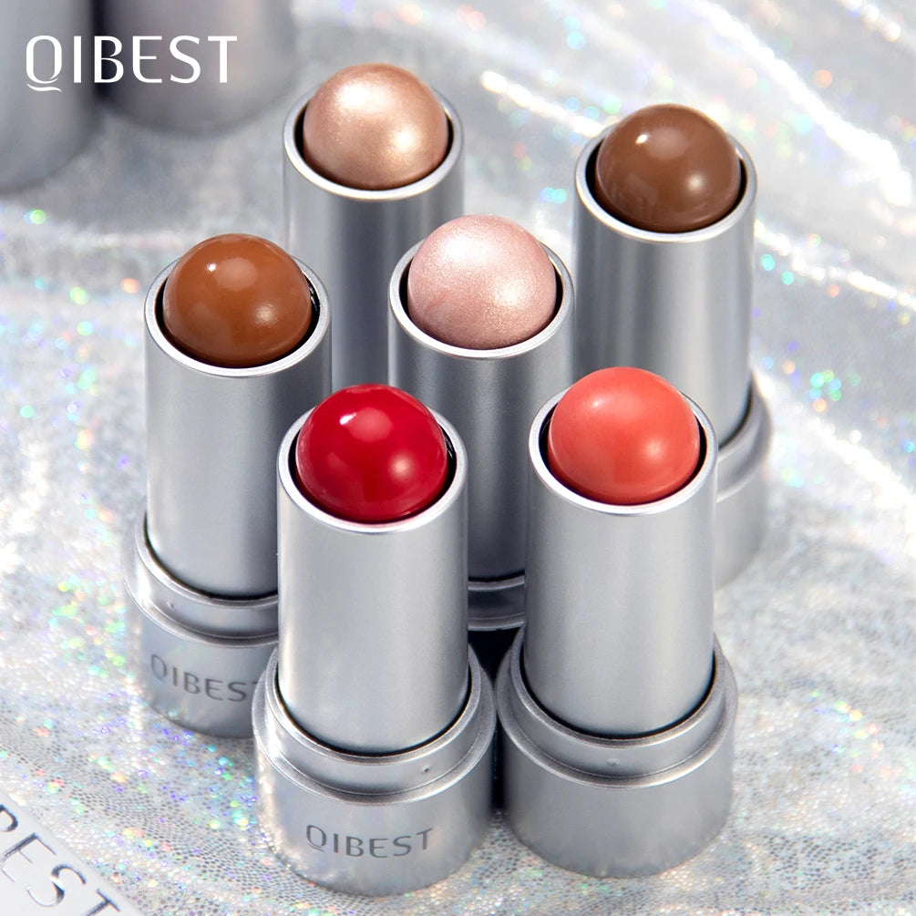QIBEST Stick Multifuncional para Rostro – Iluminador, Bronceador y Rubor Cremoso Natural