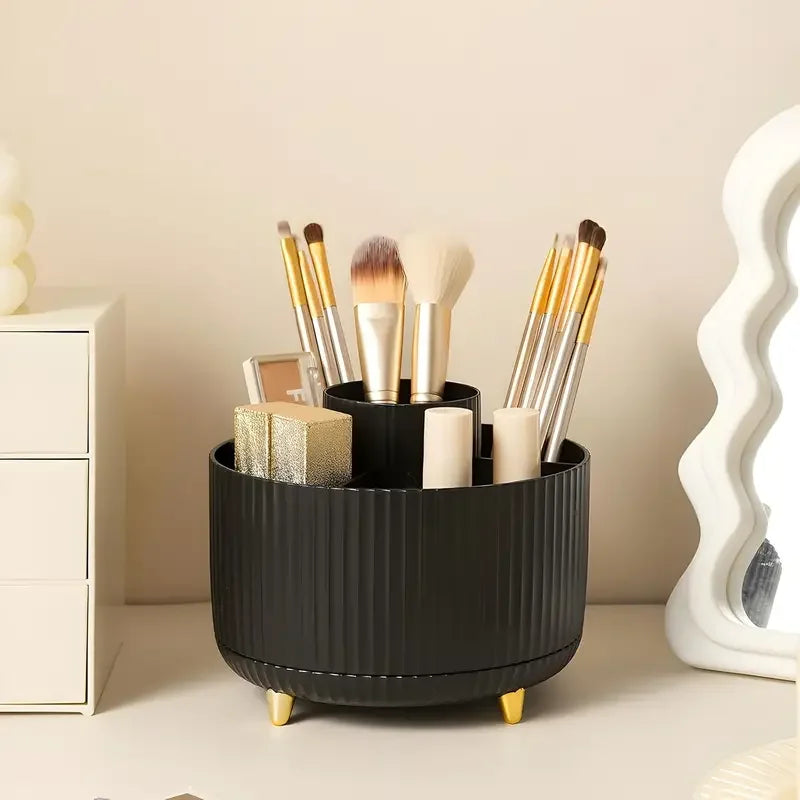 Organizador Giratorio 360° para Brochas – Porta Maquillaje con 5 Compartimentos | Elegante, Compacto y Multifuncional