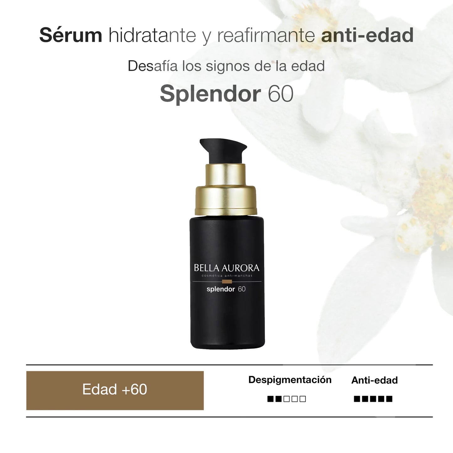 Bella Aurora Splendor +60 Sérum Reafirmante 30ml – Antiarrugas, Antimanchas y Efecto Lifting
