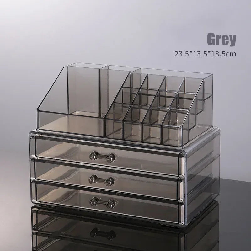 Organizador Acrílico Premium de Maquillaje – Caja Transparente de 4 Cajones, Tamaño Grande para Cosméticos y Uñas