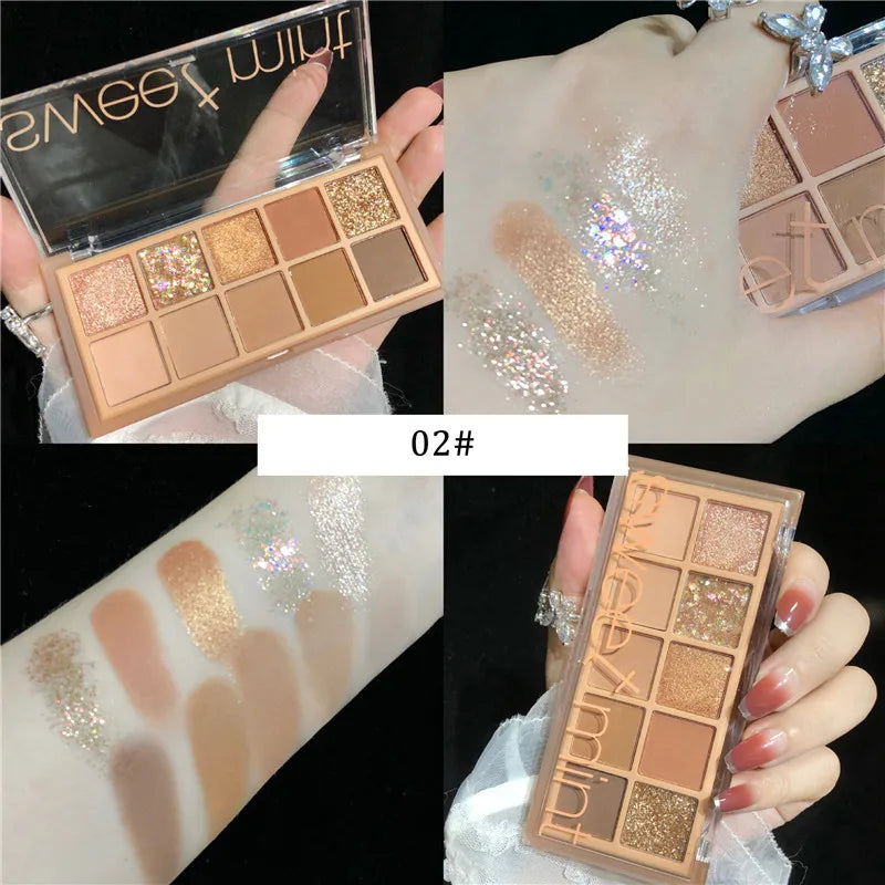 Paleta de Sombras Sweet Mint – 10 Tonos Nude & Brillantes