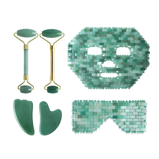Rodillo Masajeador Facial de Jade Natural Dongling con Guasha – Terapia Fría Antienvejecimiento
