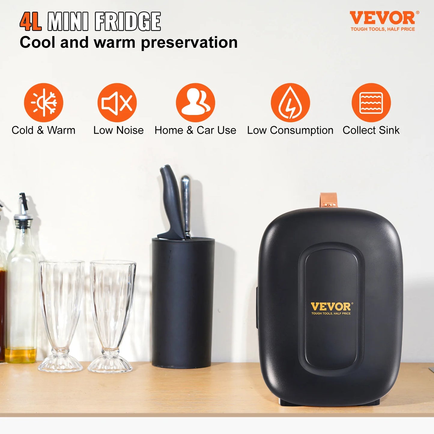 Mini Nevera VEVOR 4L con Doble Función – Enfría y Calienta, Ideal para Cosméticos y Bebidas | Portátil para Hogar y Coche