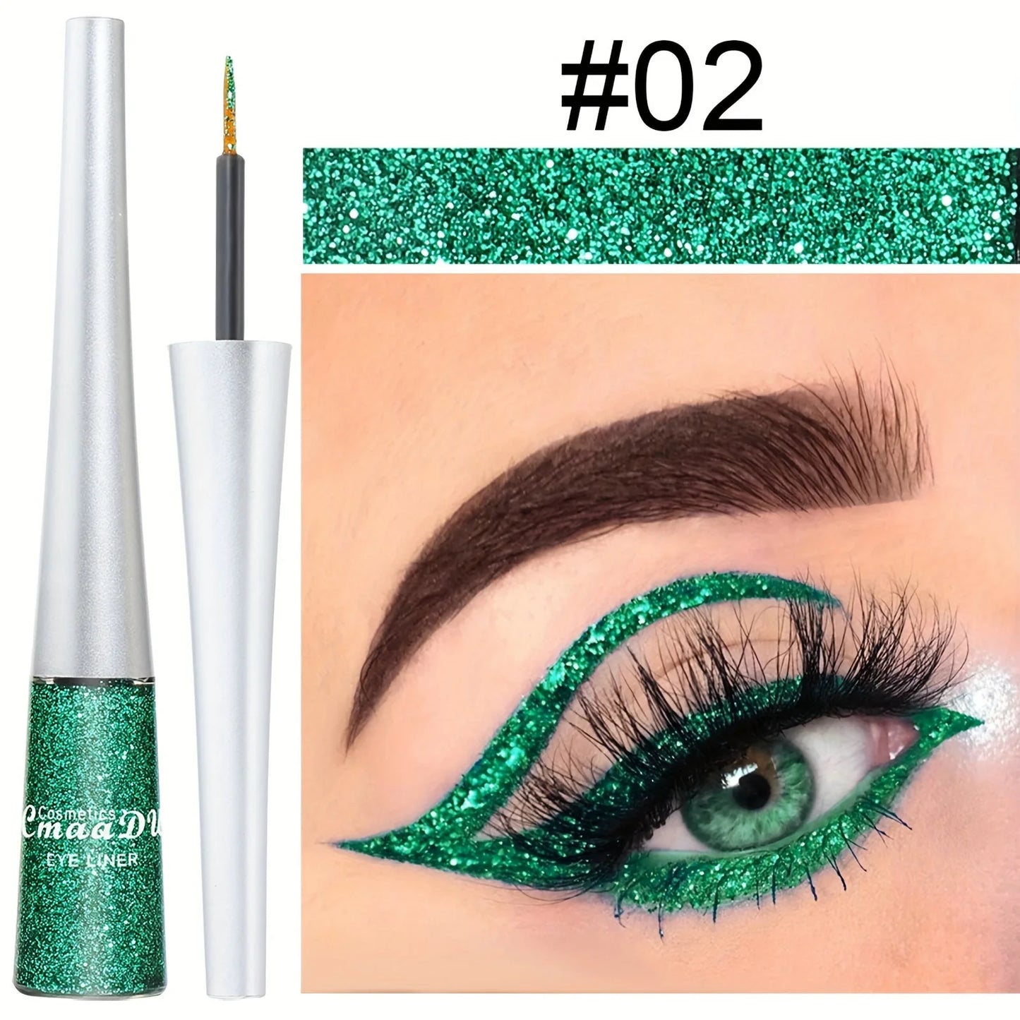 Lápiz de Eyeliner Líquido de Larga Duración - Brillo en Plateado, Verde y Azul | Maquillaje Impermeable y a Prueba de Manchas