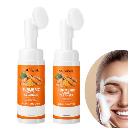 Espuma Limpiadora Facial con Cúrcuma y Extracto de Limón – Hidratante e Iluminadora con Cepillo Facial