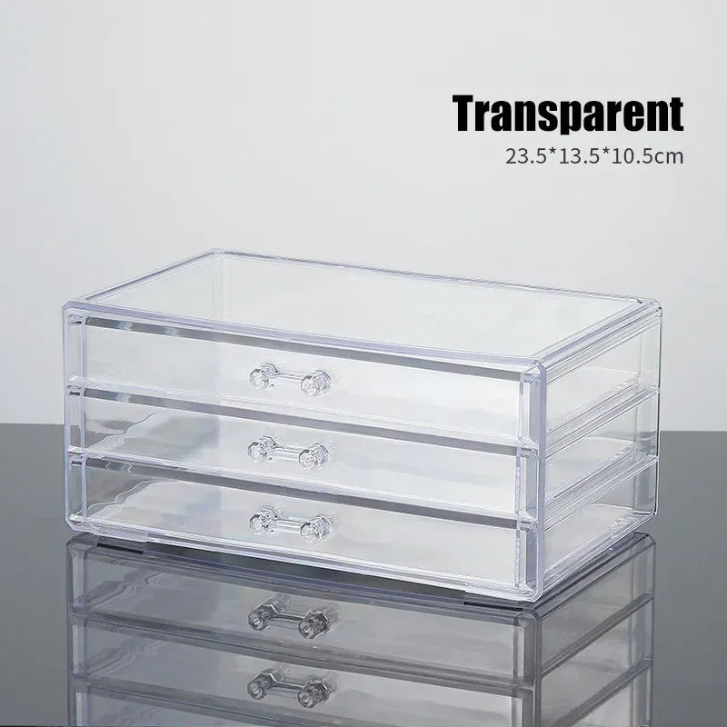 Organizador Acrílico Premium de Maquillaje – Caja Transparente de 4 Cajones, Tamaño Grande para Cosméticos y Uñas