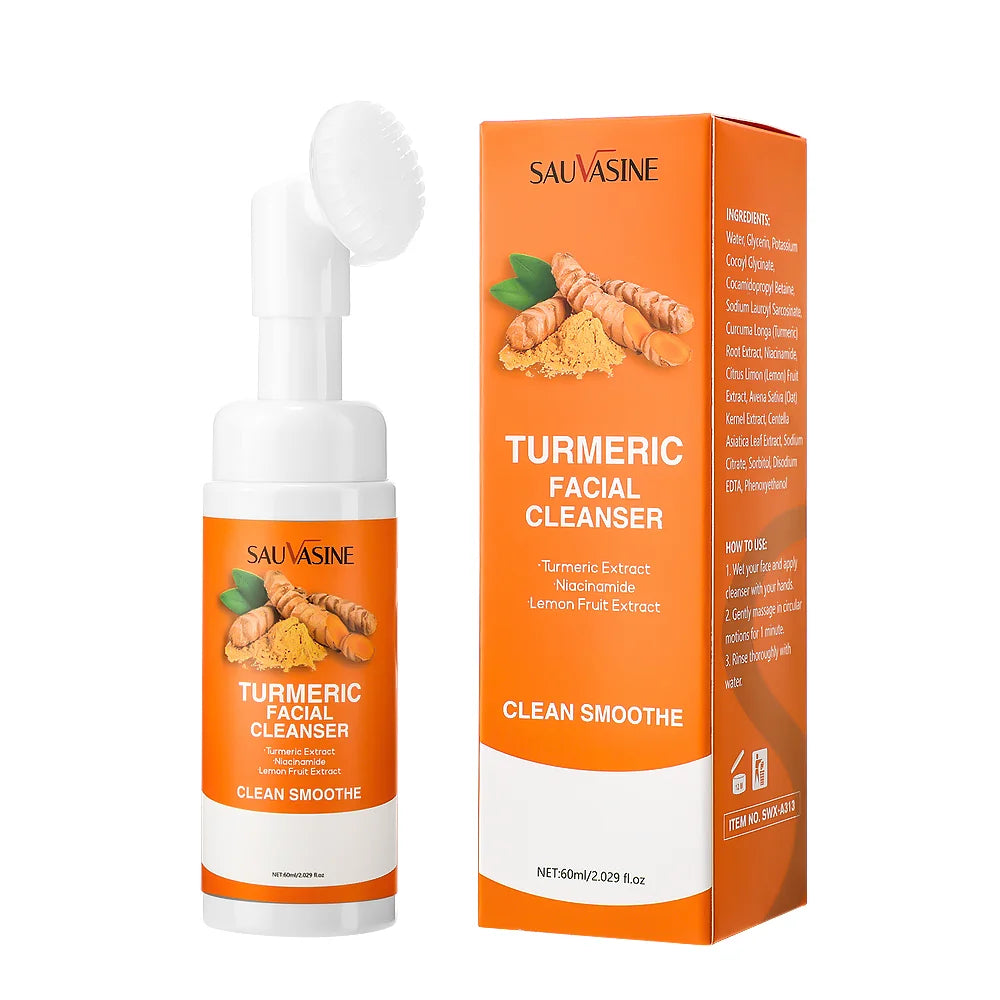 Espuma Limpiadora Facial con Cúrcuma y Extracto de Limón – Hidratante e Iluminadora con Cepillo Facial