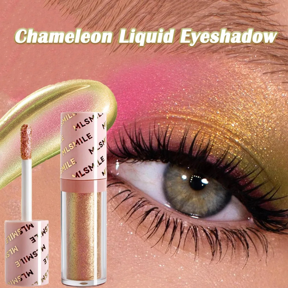 Sombra Líquida Camaleón Glitter – Rosa Dorado Brillante, Larga Duración y Waterproof
