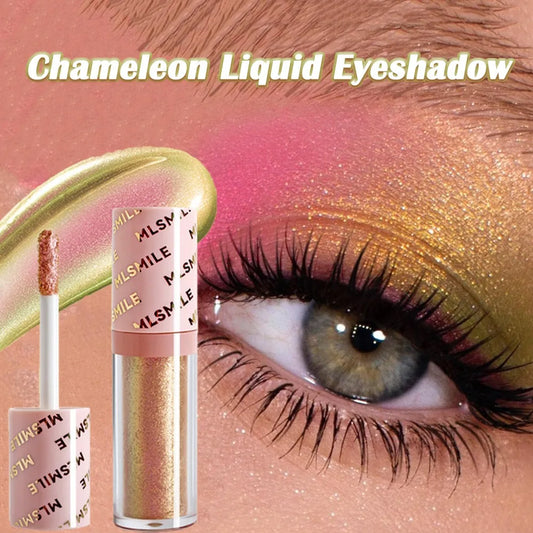 Sombra Líquida Camaleón Glitter – Rosa Dorado Brillante, Larga Duración y Waterproof