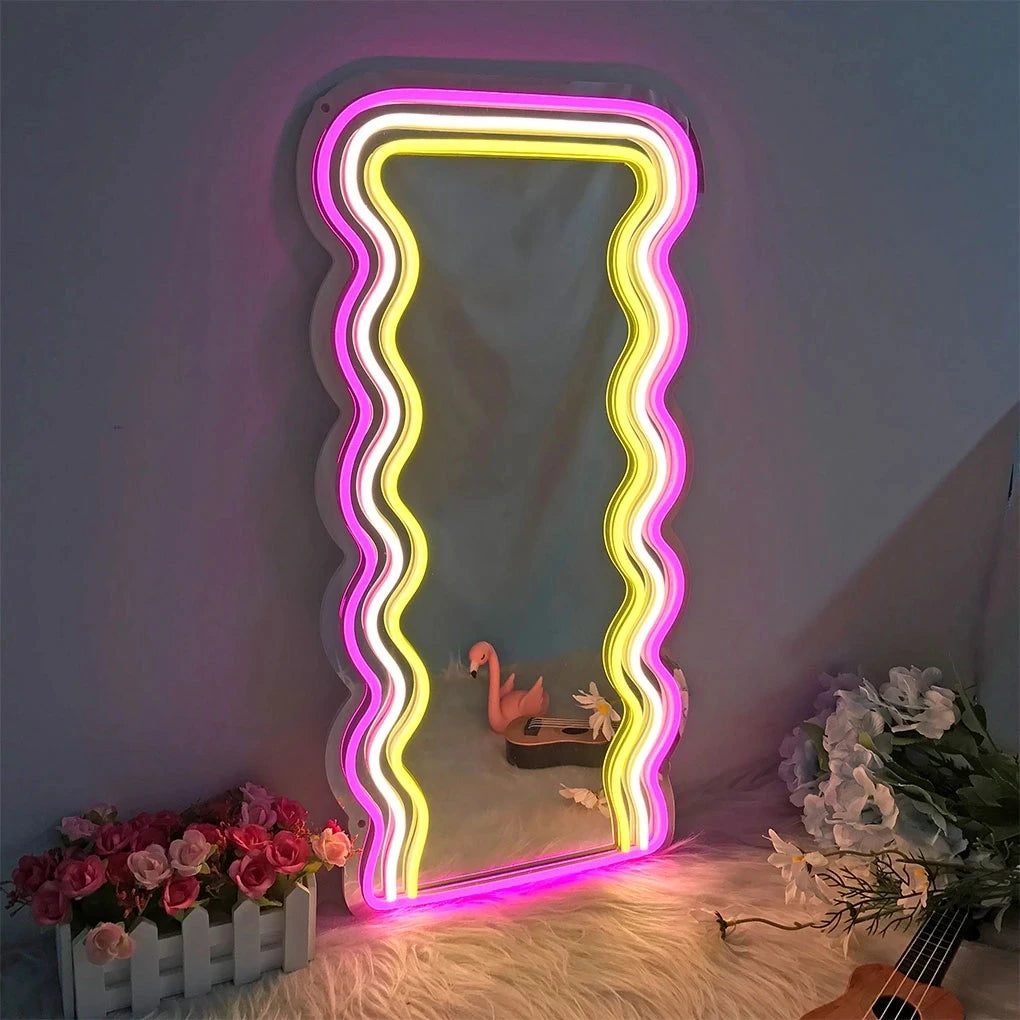 Espejo LED Neón de Lujo – Estilo Vanity en Forma de Corazón | Edición Decorativa Premium para Tocador o Dormitorio