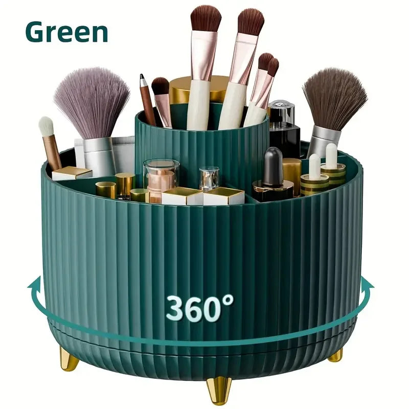 Organizador Giratorio 360° para Brochas – Porta Maquillaje con 5 Compartimentos | Elegante, Compacto y Multifuncional
