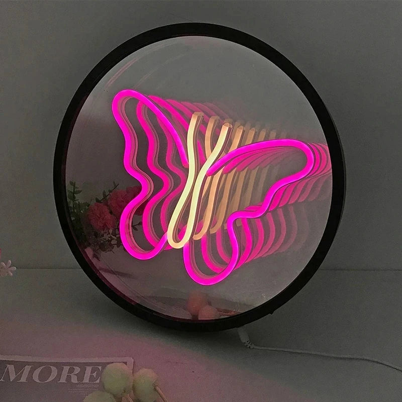 Espejo LED Neón de Lujo – Estilo Vanity en Forma de Corazón | Edición Decorativa Premium para Tocador o Dormitorio