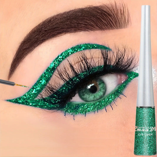 Lápiz de Eyeliner Líquido de Larga Duración - Brillo en Plateado, Verde y Azul | Maquillaje Impermeable y a Prueba de Manchas