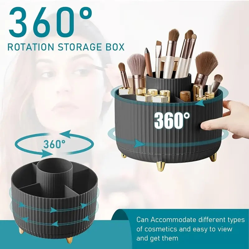 Organizador Giratorio 360° para Brochas – Porta Maquillaje con 5 Compartimentos | Elegante, Compacto y Multifuncional