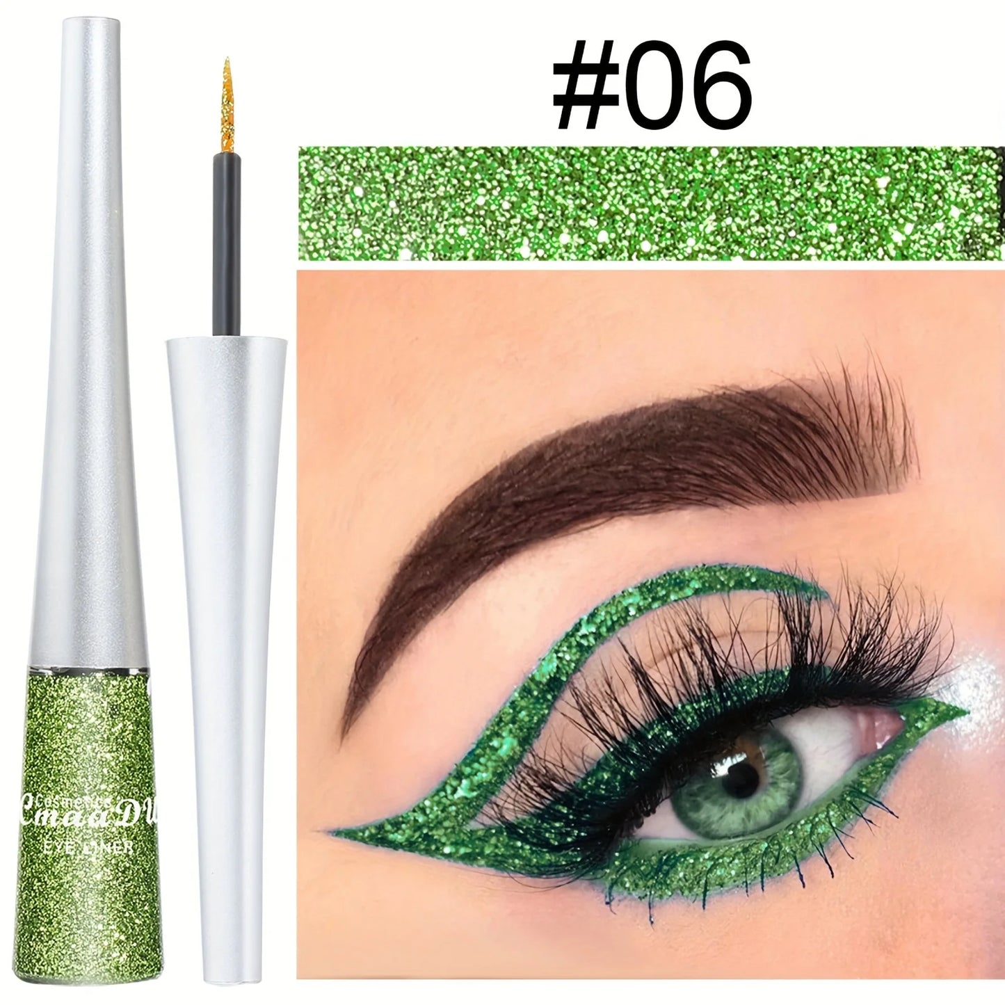 Lápiz de Eyeliner Líquido de Larga Duración - Brillo en Plateado, Verde y Azul | Maquillaje Impermeable y a Prueba de Manchas