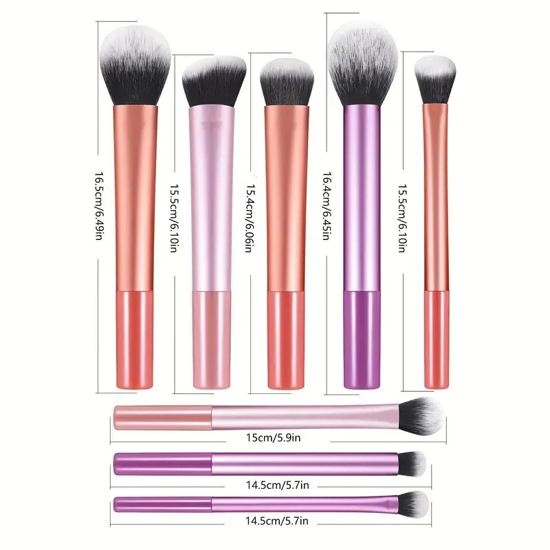 8pcs Kit de Pinceles profesionales para maquillaje de Pelo Sintético Suave.