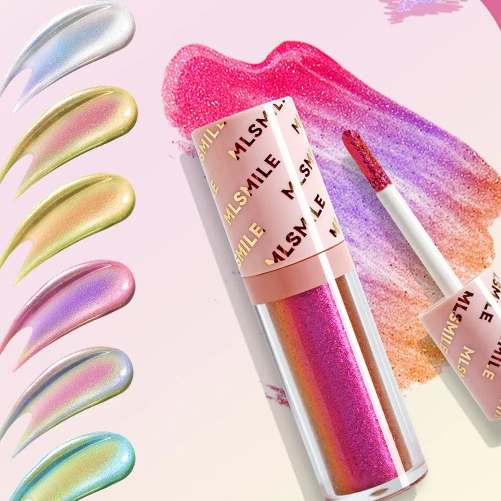 Sombra Líquida Camaleón Glitter – Rosa Dorado Brillante, Larga Duración y Waterproof