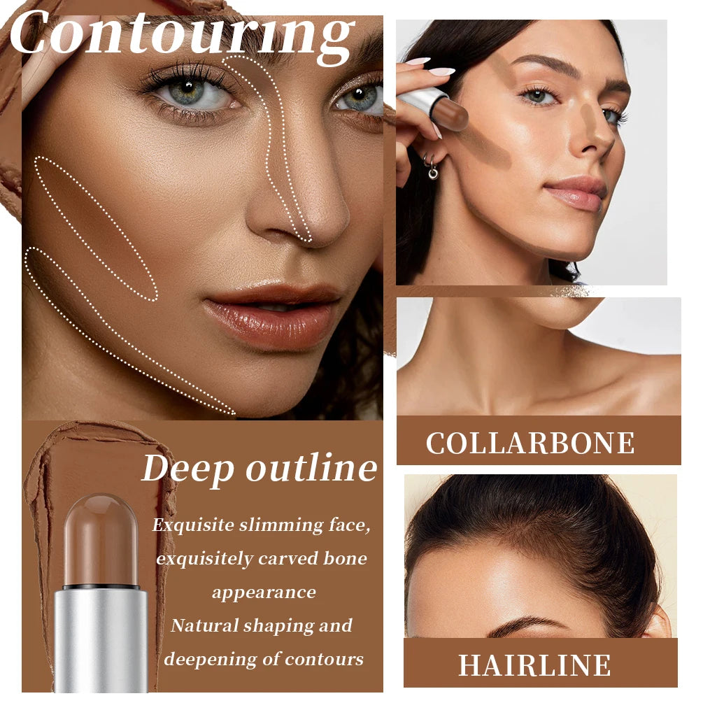 QIBEST Stick Multifuncional para Rostro – Iluminador, Bronceador y Rubor Cremoso Natural