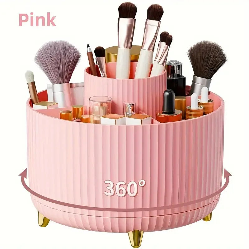 Organizador Giratorio 360° para Brochas – Porta Maquillaje con 5 Compartimentos | Elegante, Compacto y Multifuncional