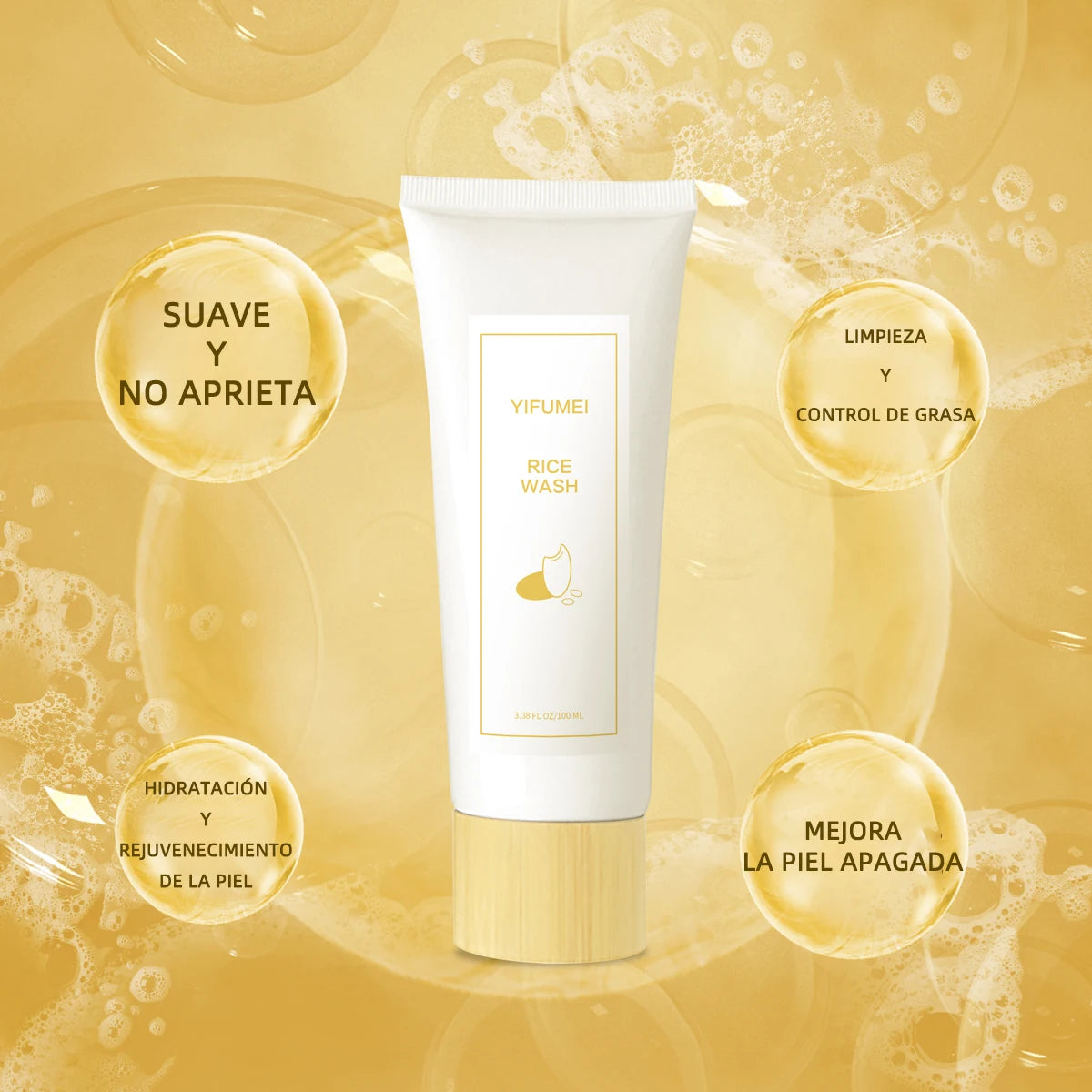 Espuma Limpiadora Facial de Arroz – Hidratante, Iluminadora y Rejuvenecedora | Cuidado Coreano Original