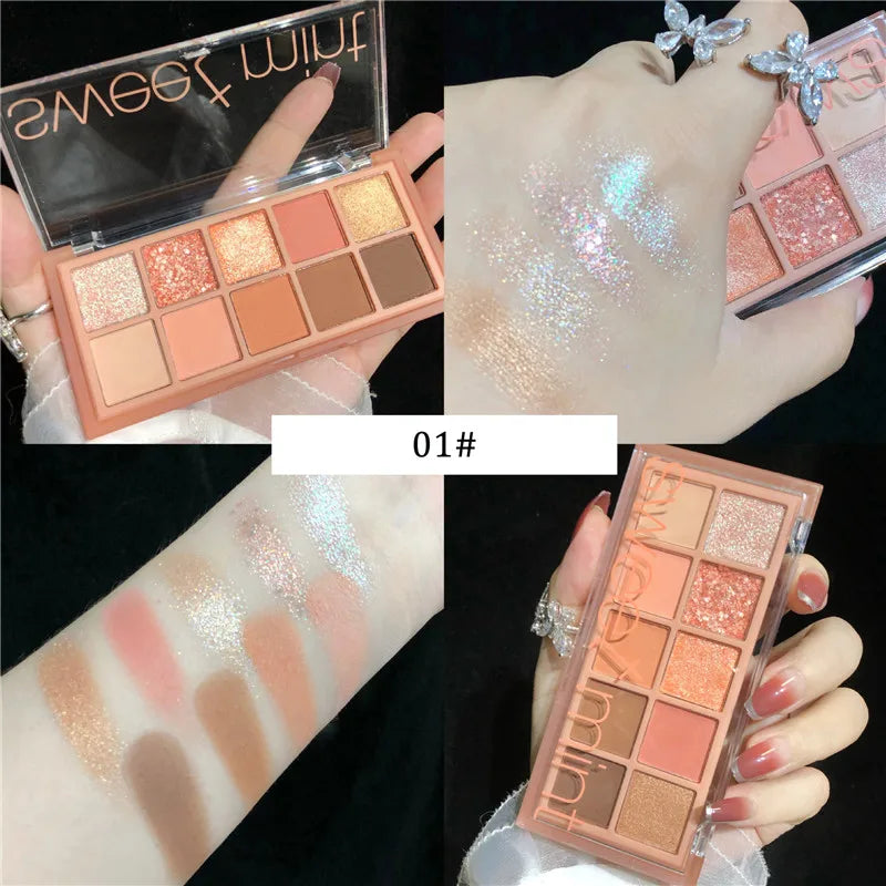 Paleta de Sombras Sweet Mint – 10 Tonos Nude & Brillantes