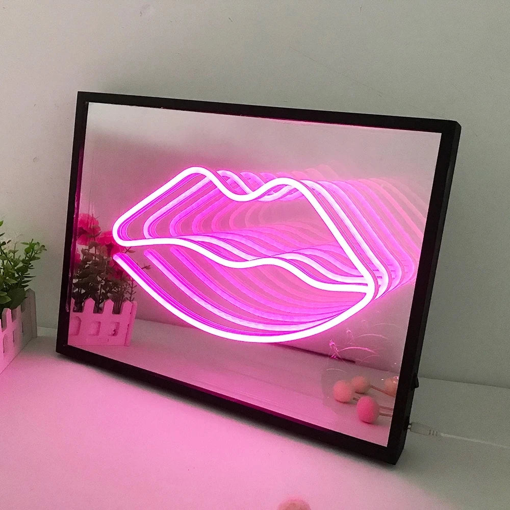 Espejo LED Neón de Lujo – Estilo Vanity en Forma de Corazón | Edición Decorativa Premium para Tocador o Dormitorio