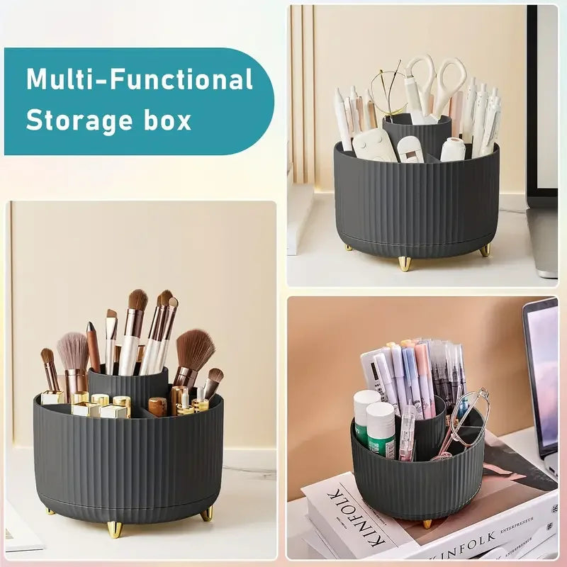 Organizador Giratorio 360° para Brochas – Porta Maquillaje con 5 Compartimentos | Elegante, Compacto y Multifuncional