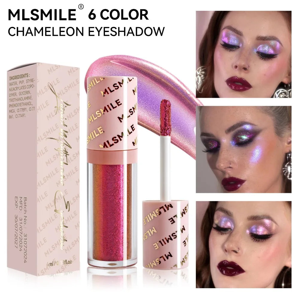 Sombra Líquida Camaleón Glitter – Rosa Dorado Brillante, Larga Duración y Waterproof