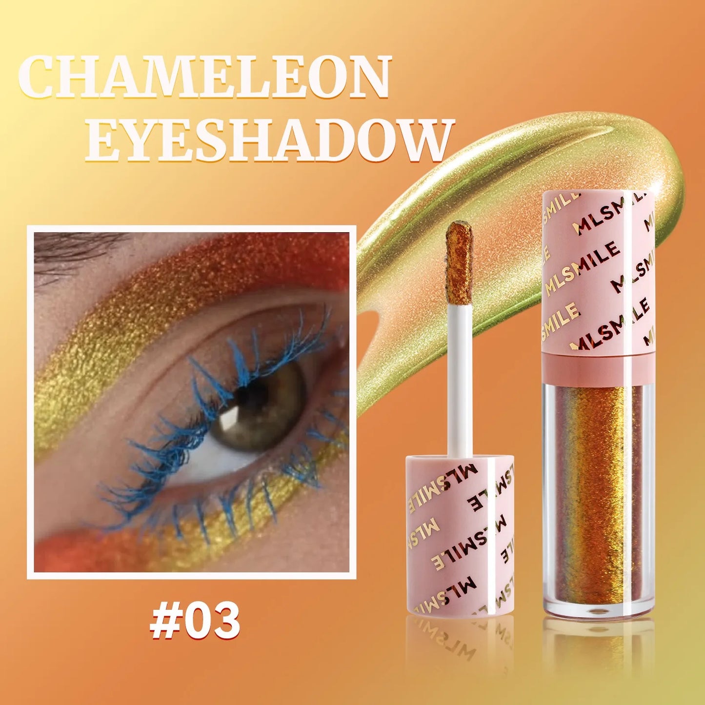 Sombra Líquida Camaleón Glitter – Rosa Dorado Brillante, Larga Duración y Waterproof