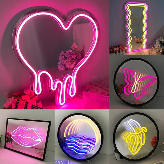 Espejo LED Neón de Lujo – Estilo Vanity en Forma de Corazón | Edición Decorativa Premium para Tocador o Dormitorio