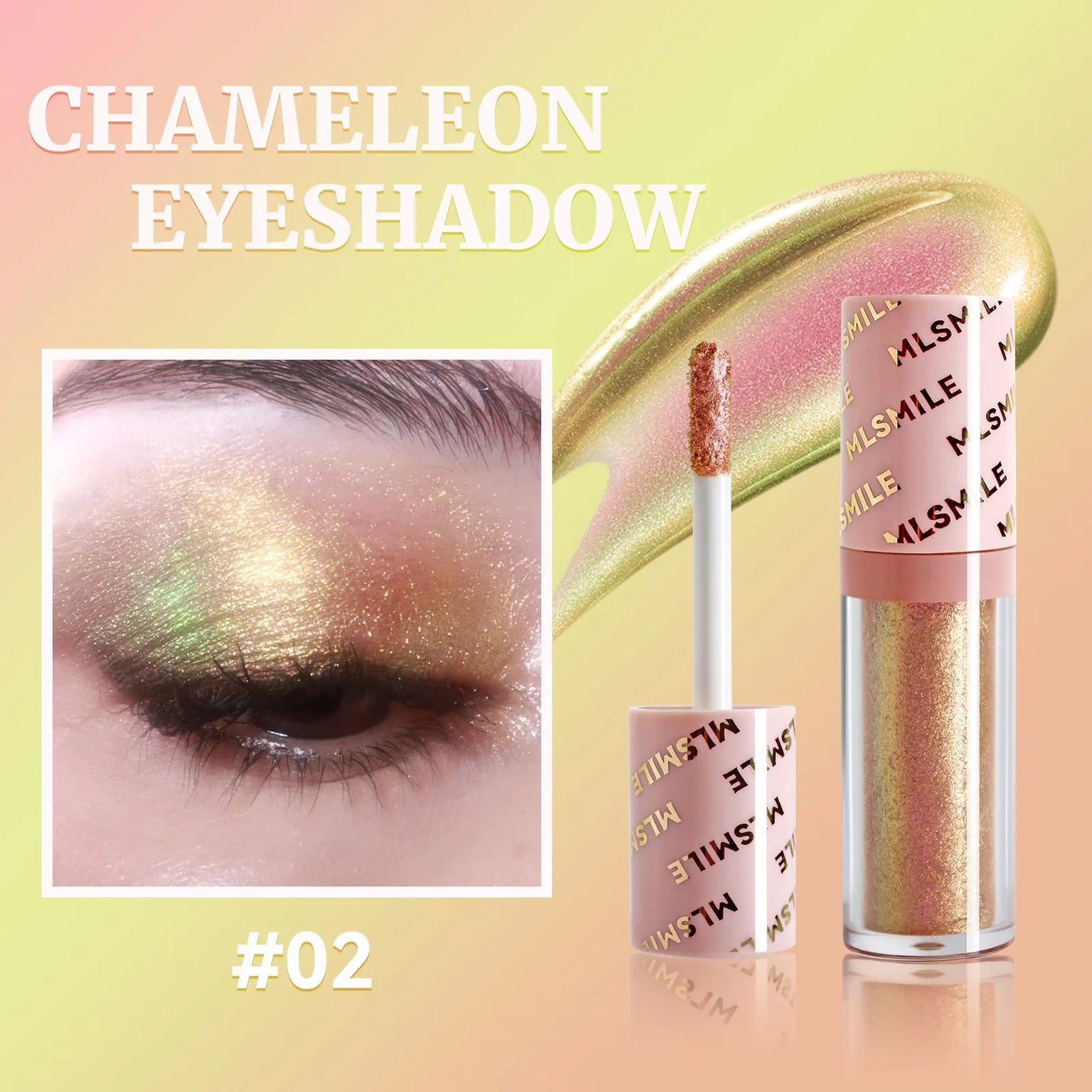 Sombra Líquida Camaleón Glitter – Rosa Dorado Brillante, Larga Duración y Waterproof