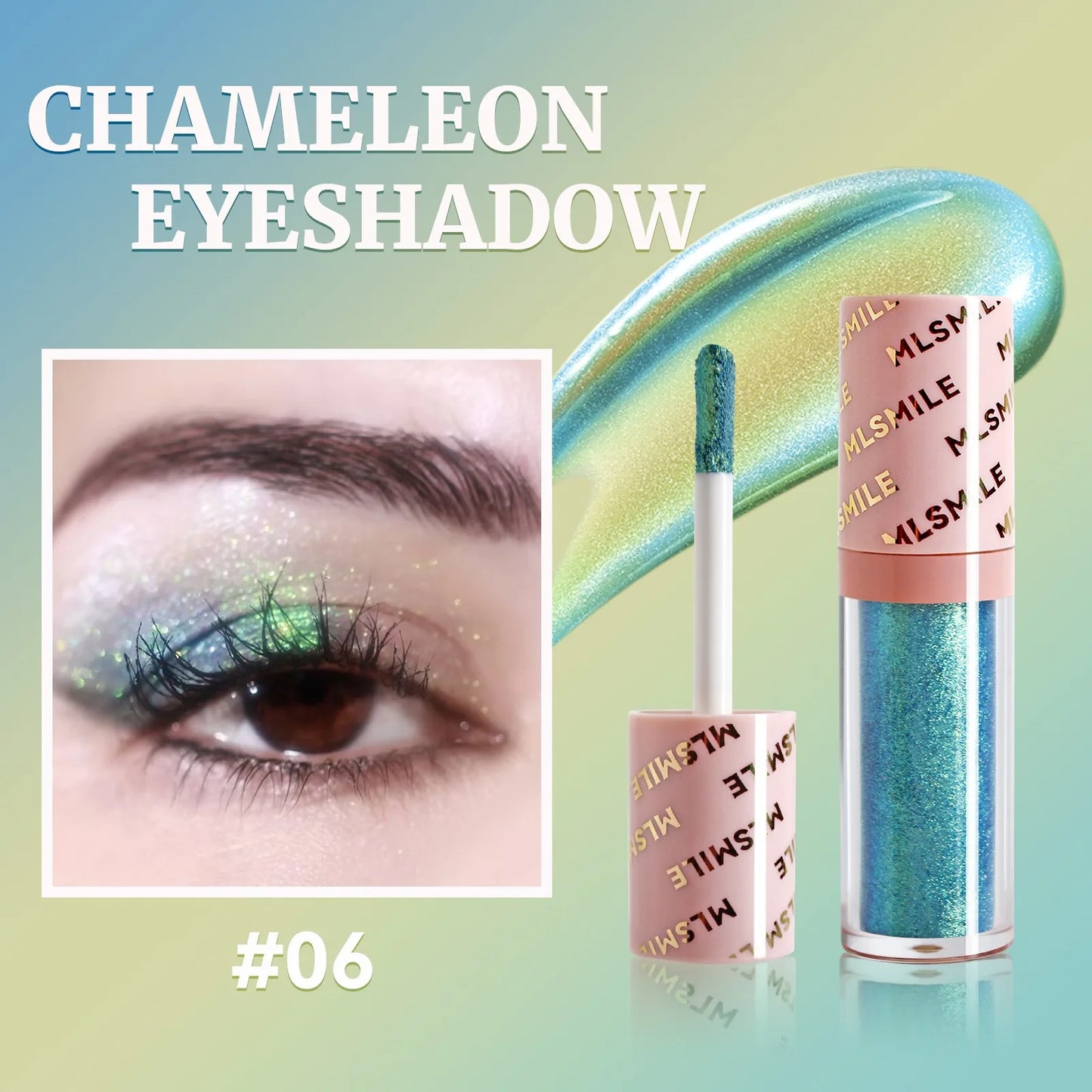 Sombra Líquida Camaleón Glitter – Rosa Dorado Brillante, Larga Duración y Waterproof